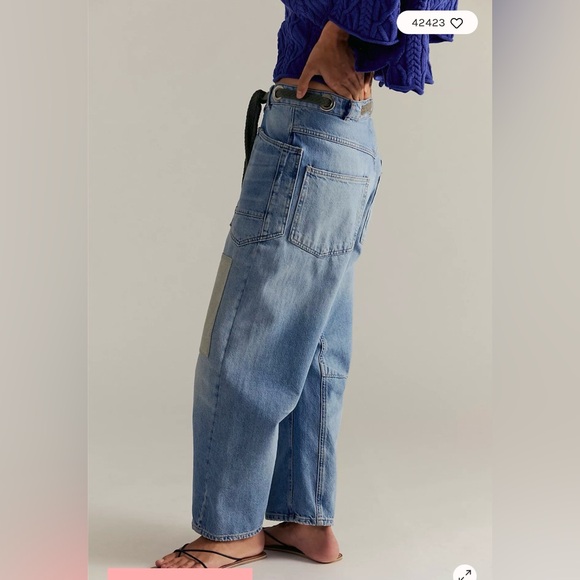 We The Free Moxie Pull-On Barrel Jeans, Patchwork, Sz 26 NWOT - Picture 5 of 8